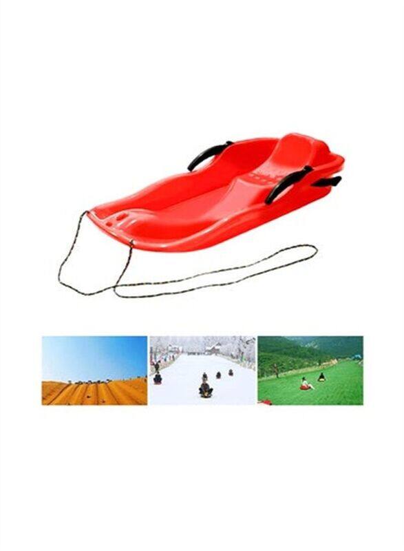 

Blooming Time Portable Plastic Skiing Boards with Pull Ro and Brake for Kids Adult Snow Grass and Sand Boarding, Red