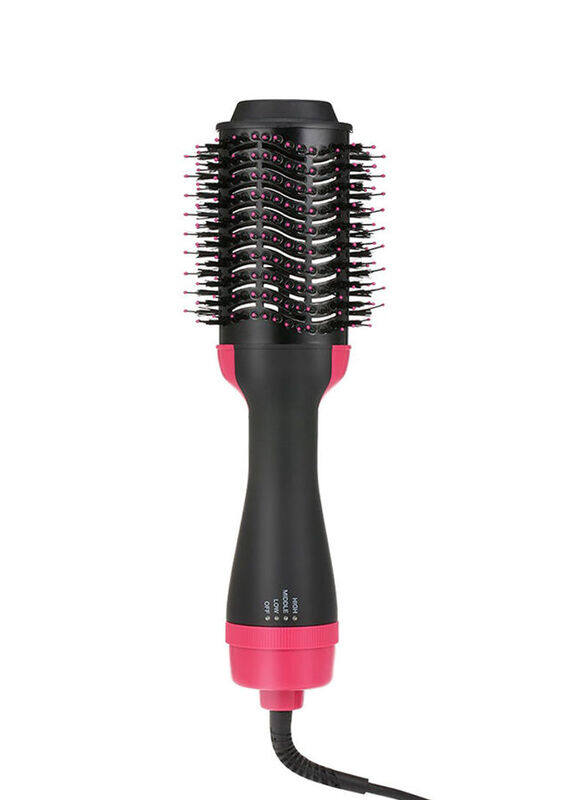 

Generic Multi-Functional Hair Dryer and Volumizer Roller Comb, Pink/Black