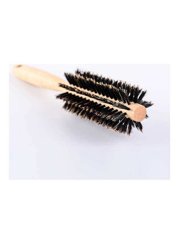 

Generic Wooden Round Barrel Rotating Anti-Static Hair Brush, Natural Brown/Black