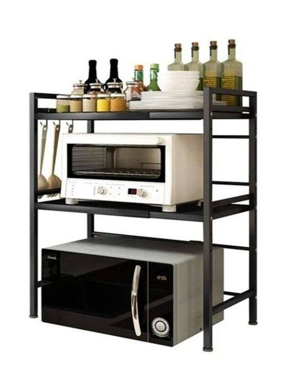 

Generic 3-Tier Kitchen Microwave Oven Rack Counter Shelf, 73.5 x 65 x 32cm, Black