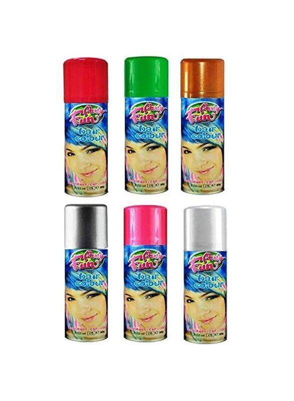 

Party Fun 6 x 125ml Hair Colour Spray Set, Multicolour