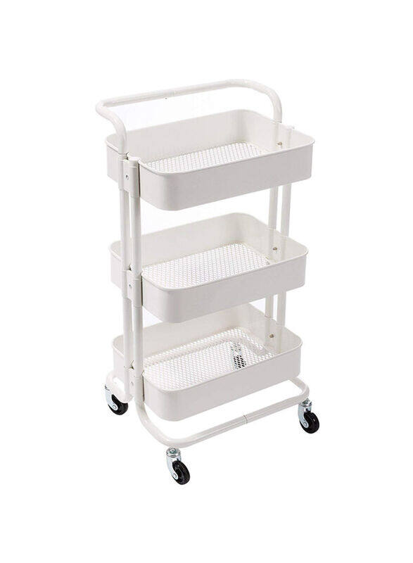 

DBLEW 3-Tier Multipurpose Utility Rolling Cart with Handle, White