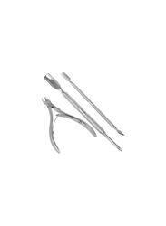 Stainless Steel Nail Cuticle Cutter Set, 3 Pieces, Silver
