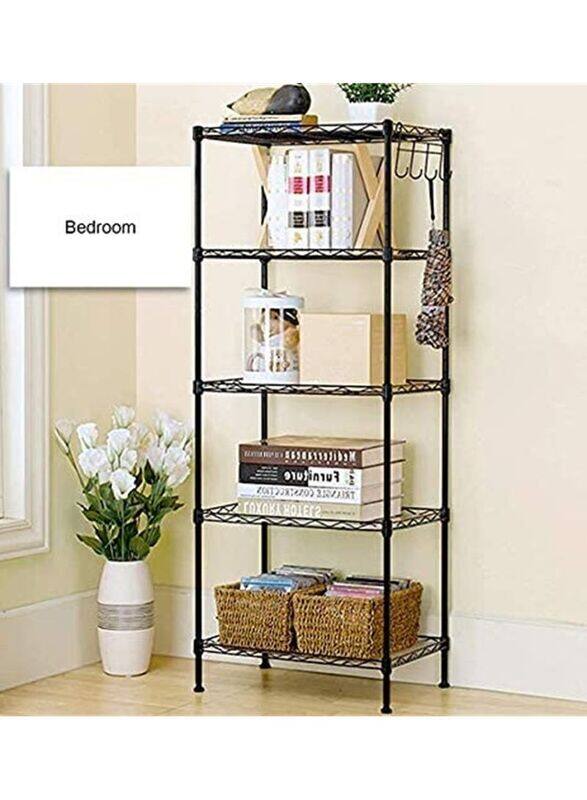 

Generic 5-Tier Wire Shelving Bathroom Storage 5 Shelves Unit Metal Kitchen Storage Rack, Black