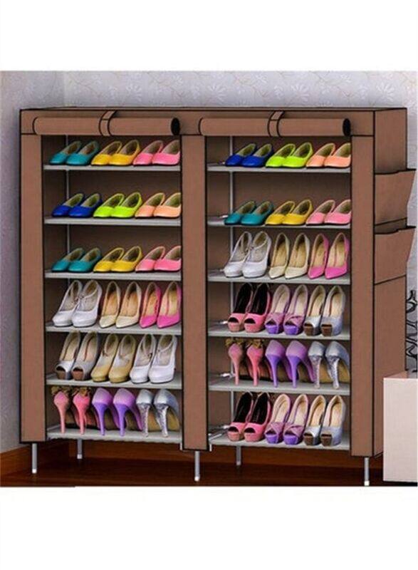 

Generic Shoe Rack Organizer Shelf Cover Storage, 116 x 30 x 118 cm, Coffee
