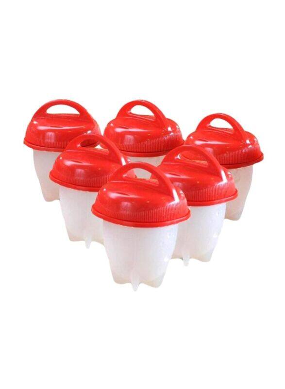 

Generic 6-Piece Silicone Boil Egg Container Mold, White/Red