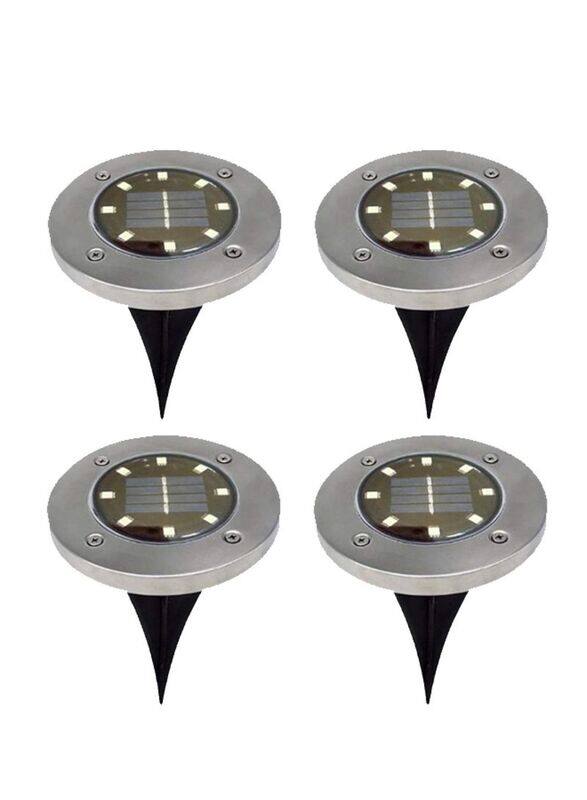 

Faster 8 LED Solar Power Garden Light, 4 Piece, Silver/Black