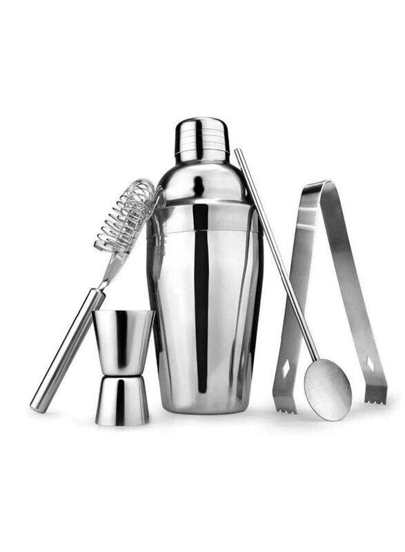 

Generic 550ml 5-Piece Stainless Steel Cocktail Shaker Home Bar Set, Silver