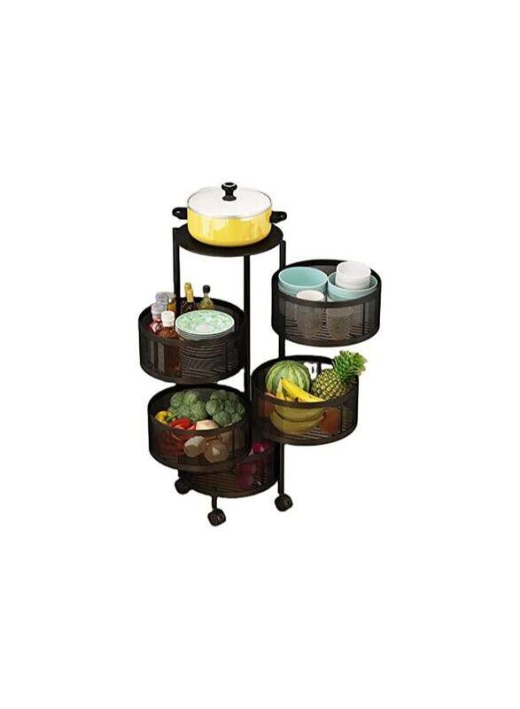 

Generic 5-Tier Steel Round Rotating Kitchen Storage Shelf, Black