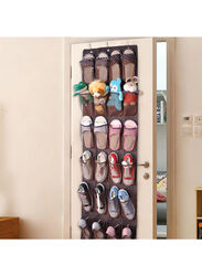 Classic 24 Pockets Over the Door Shoe Rack Hanger, 54 x 12 x 101 cm, Brown