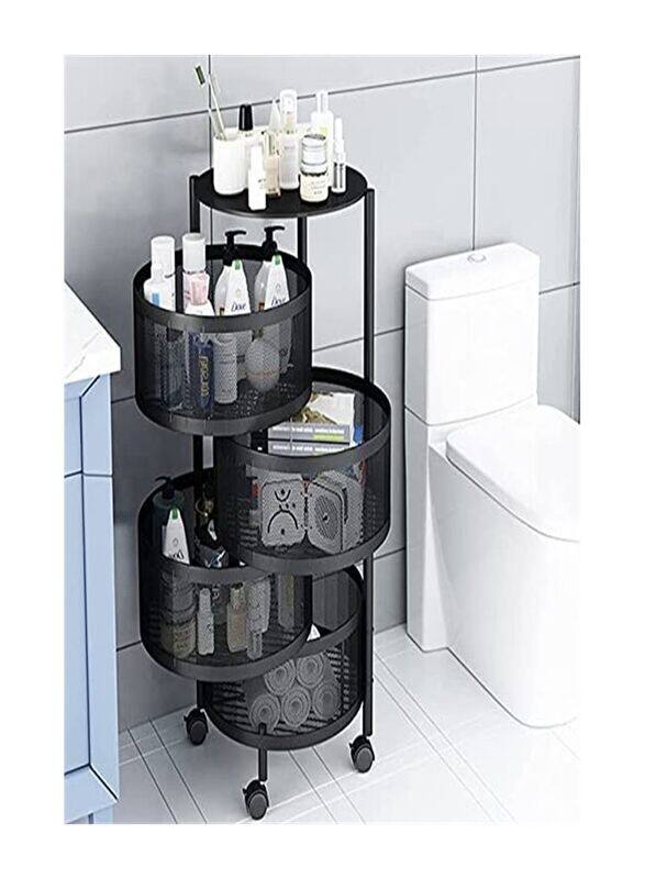 

Generic 4-Tier Floor Standing Kitchen Storage Shelf With Wheels, Black