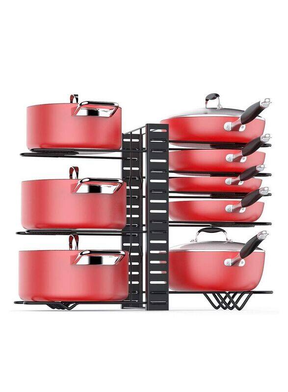 

Generic 8-Tier Iron Adjustable Pots & Pans Organizer With 3 Diy Methods, Black