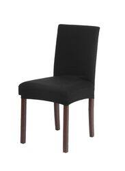 Thick Knit Washable Dining Chair Cover, Black