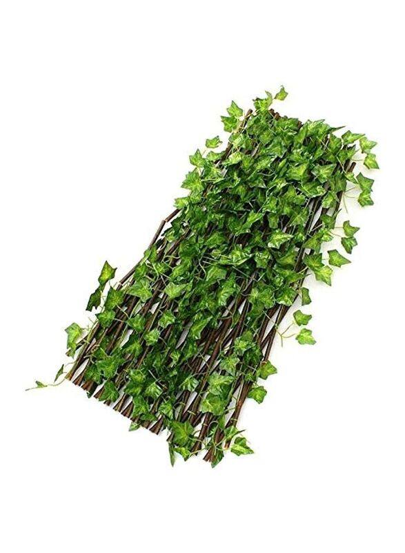 

Blooming Time Expandable Wicker Fence with Faux Plants, 1.2 Meter, Green/Brown