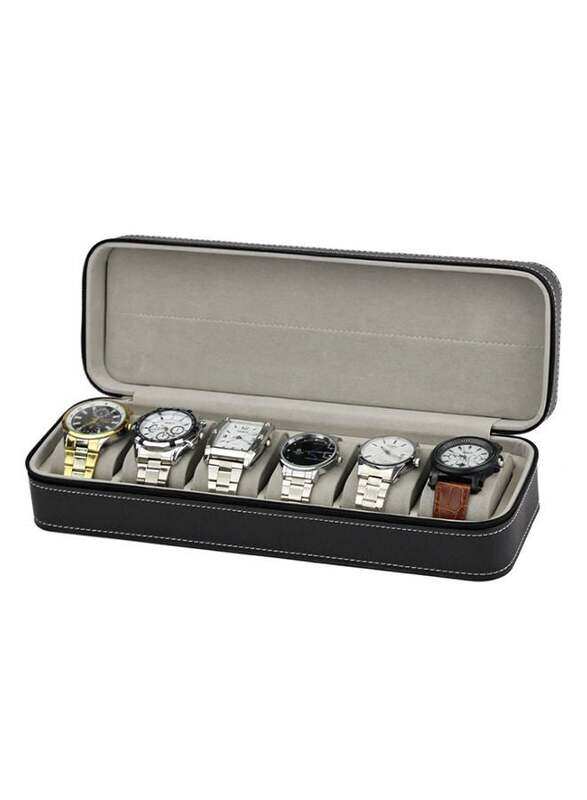 

Generic 6-Slot PU Leather Watch Box, Black