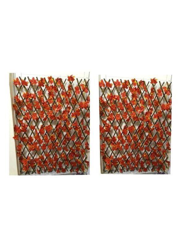 

Generic Wooden Fence with Artificial Plant Maple Leaves, 2 Pieces, Orange/Brown