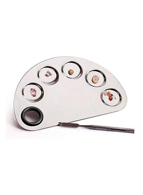 

Generic Cosmetic Round Makeup Palette with Spatula Tool, Light Grey