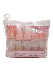 Sharpdo Portable Travel Size Empty Bottle Set, 7 Pieces, Pink/White/Clear