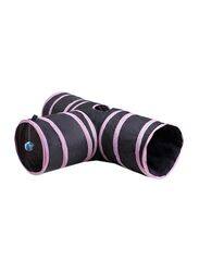 3 Way Collapsible Pet Cat Tunnel, Black/Pink