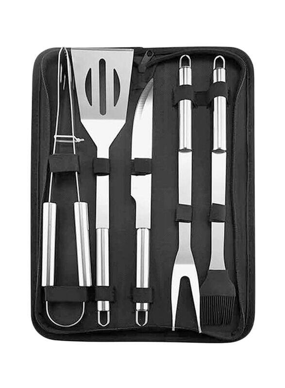 

Falpro 5-Piece Barbeque Grill Tool Set with Case, Silver/Black