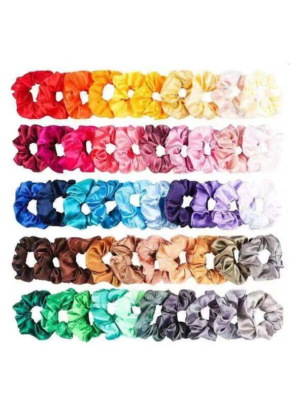 

Generic Satin Scrunchies Elastics Hair Ties, Multicolour, 50 Piece