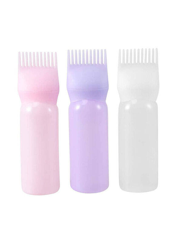 

Generic 17 x 4.5cm Hair Dye Applicator Bottle with Brush, 3-Pieces, White/Purple/Pink