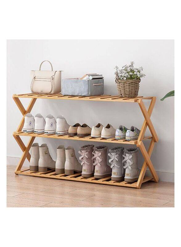 

Generic Folding 3-Layer Compact Storage Bamboo Shoe Rack, 46 x 25 x 50 cm, Beige