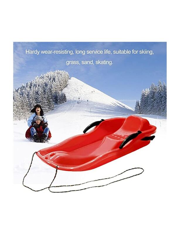 

Generic Outdoor Sports Snow Grass Sand Plastic Skiing Boards Sled Luge Snowboard with Rope, Ages 6+, Red