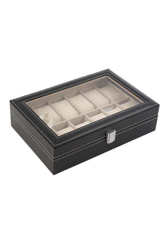 

Leshp 12-Grid Watch Storage Box, ZG666600, Black