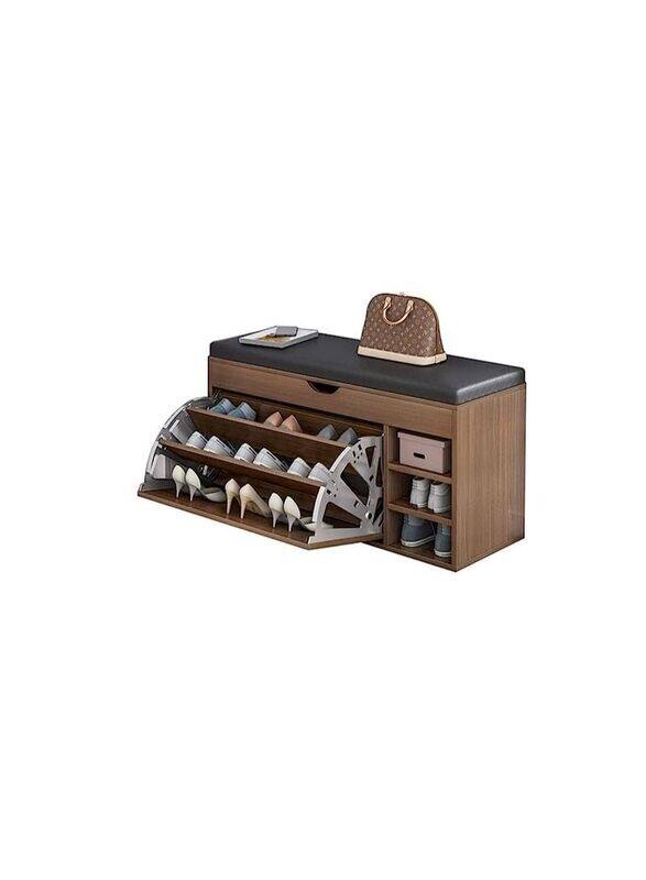 

Generic Seat Bench Shoe Organizer with Hidden Leather Entryway Storage Cabinet, 80 x 34 x 50 cm, Brown