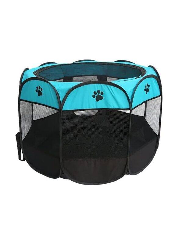 

Generic Foldable Pet Playpen Tent With Shade, Black/Teal