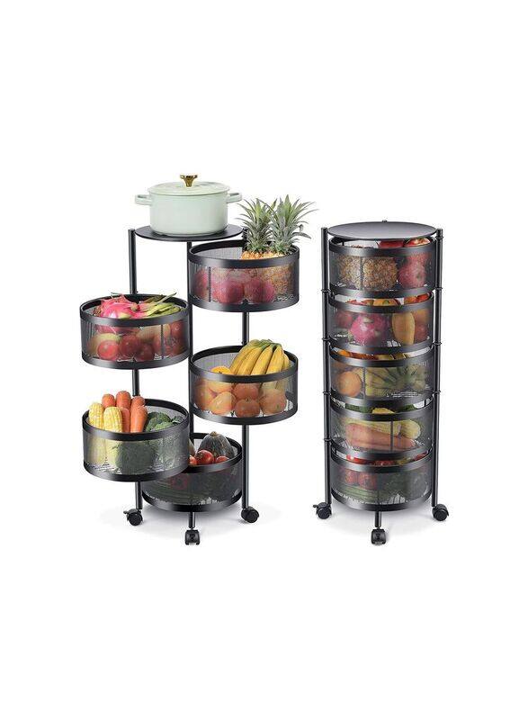 

Generic 5-Tier Rotating Kitchen Storage Shelf with Wheels, Black