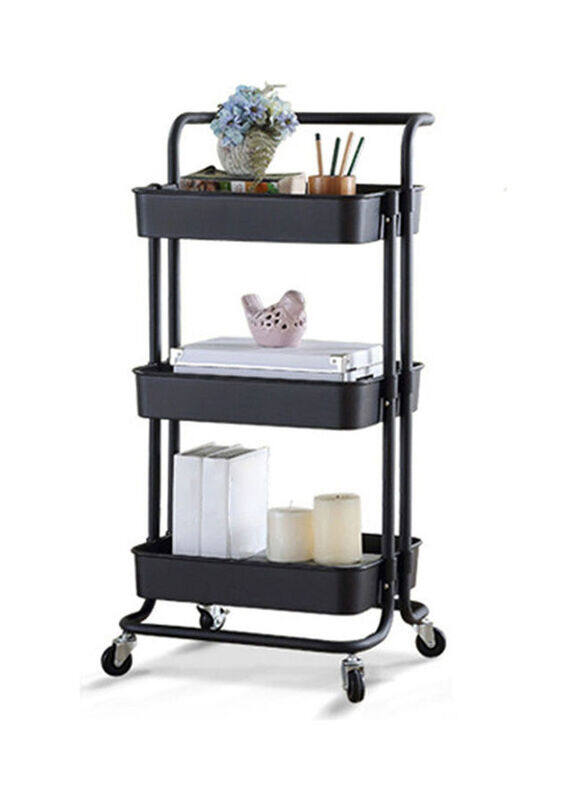 

Generic 3-Tier Metal Rolling Utility Cart with Wheel, 42 x 35 x 87cm, Black