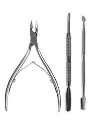 Stainless Steel Manicure Nail Cuticle Pusher, 3 Pieces, Silver