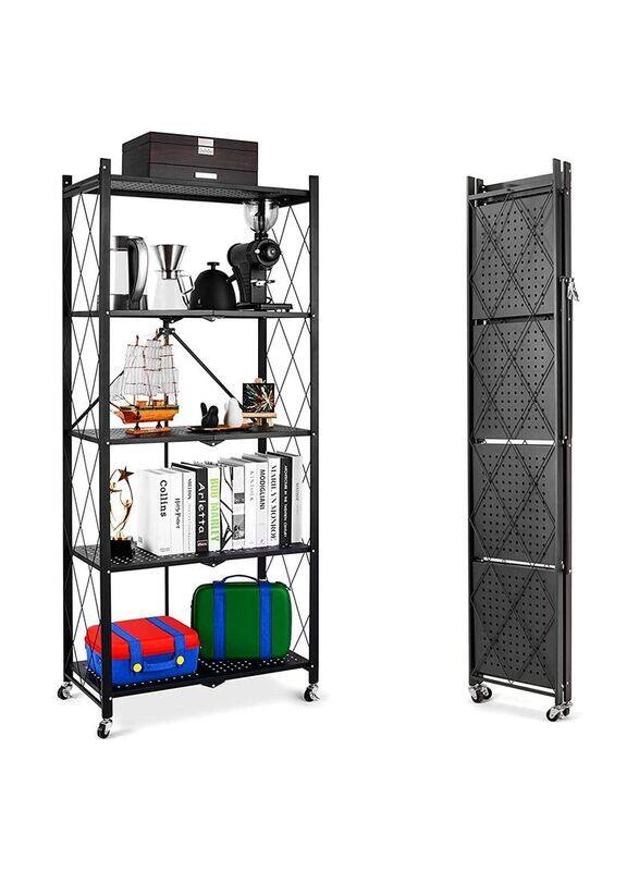 

Generic 5-Tier Heavy Duty Foldable Metal Rack, Black