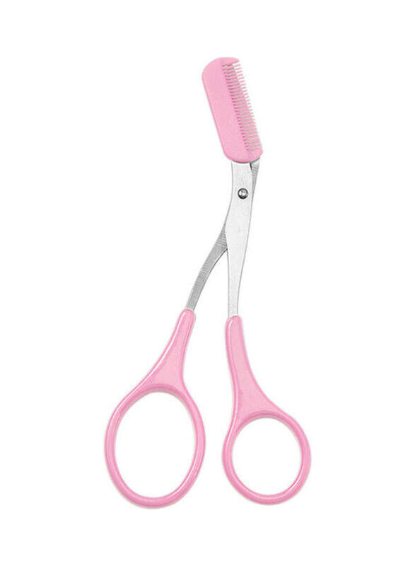 

Generic Eyebrow Shaping Scissors Trimmer with Comb, Pink/Silver