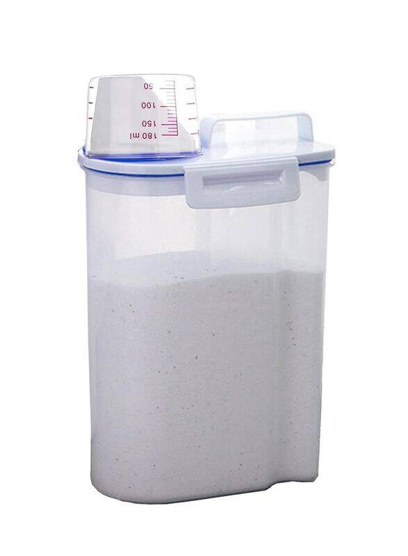 

Generic Portable Plastic Rice Storage Box With Measuring Cup, 2 Kg, Clear