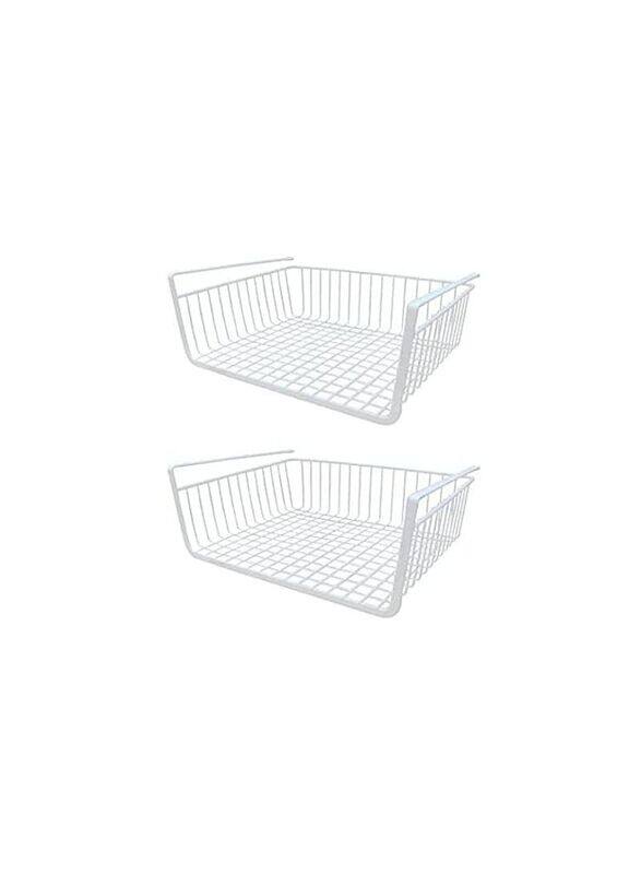 

Generic 2-Piece Stackable Under Shelf Hanging Metal Wire Storage Basket, White