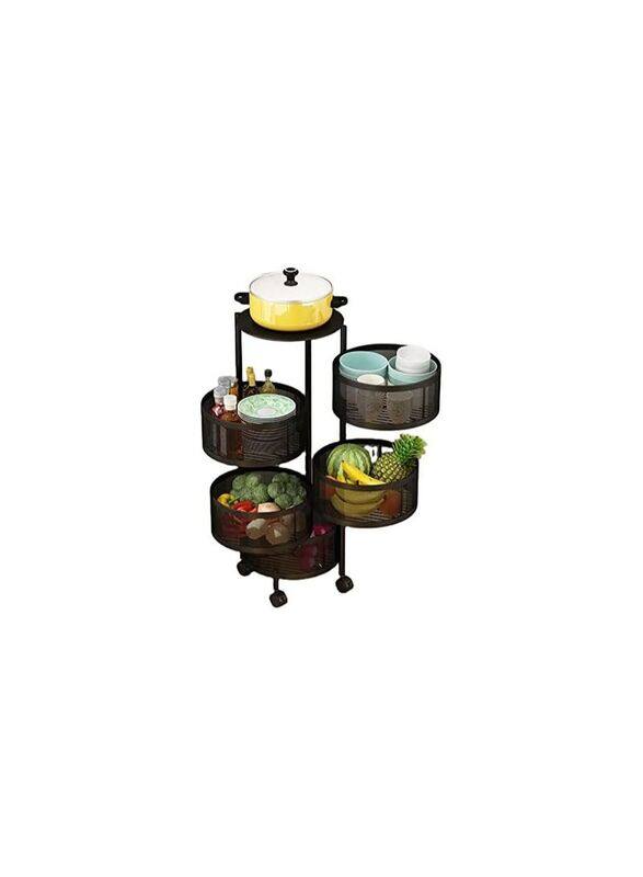 

Generic 5-Tier Round Rotating Multi-Layer Fruit & Vegetable Storage Basket with Wheels, Black