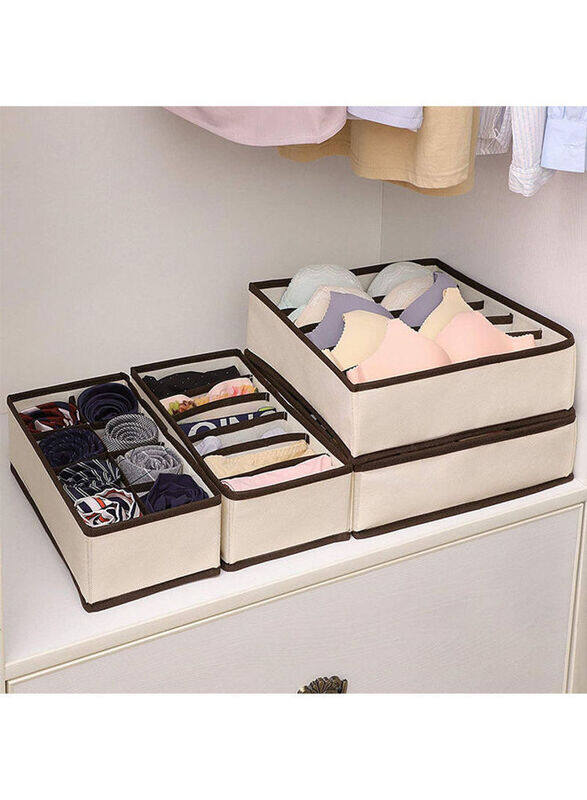 

Sharpdo Foldable Fabric Divider Storage Box, Beige