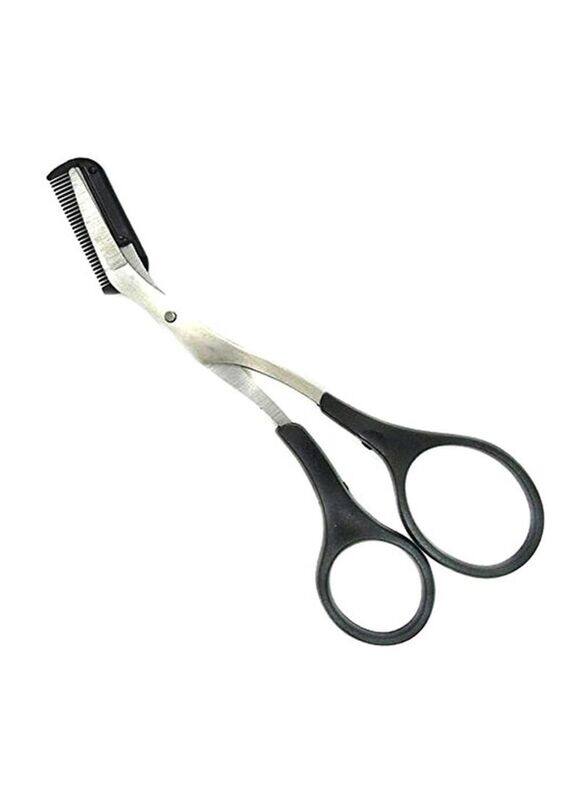 

Upstore Stainless Steel Eyebrow Grooming Scissors with Comb, Black/Silver