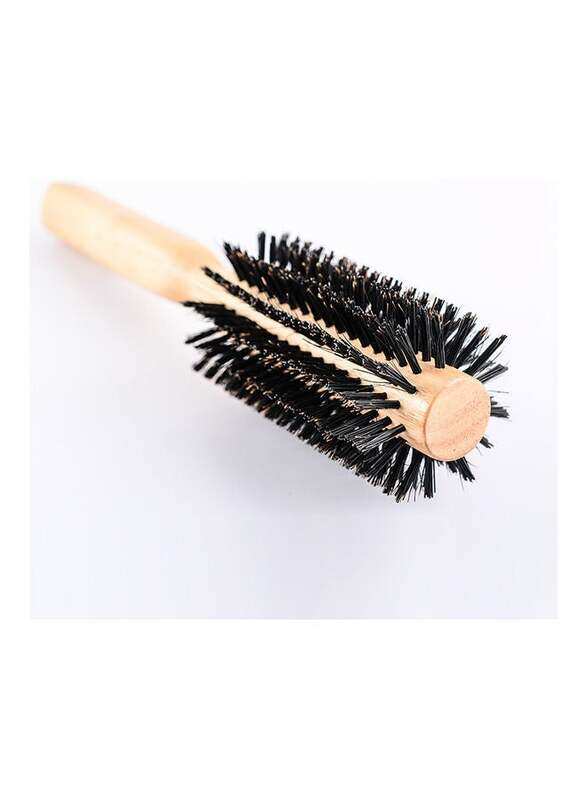 

Generic Wooden Rotating Round Barrel Anti-Static Hair Brush, Natural Brown/Black