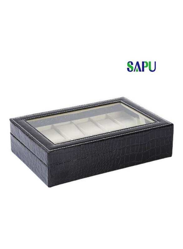 

Sapu 12-Grid Watch Storage Box, Black