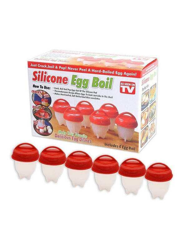 

As Seen On Tv Silicone Egg Cooker Poachers for Hard Boiled Eggs, Red