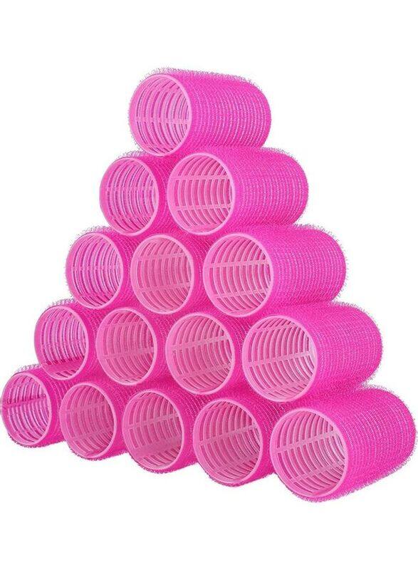 

Xiuwoo Self Grip Hair Rollers Set for Curly Hair, Pink, 15 Piece