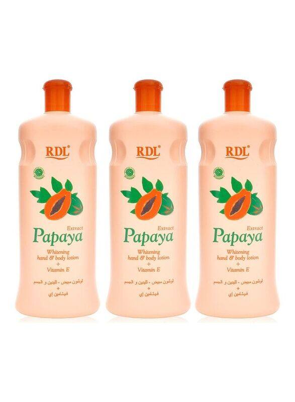 

RDL Papaya Hand & Body Whitening Lotion, 3 x 600ml