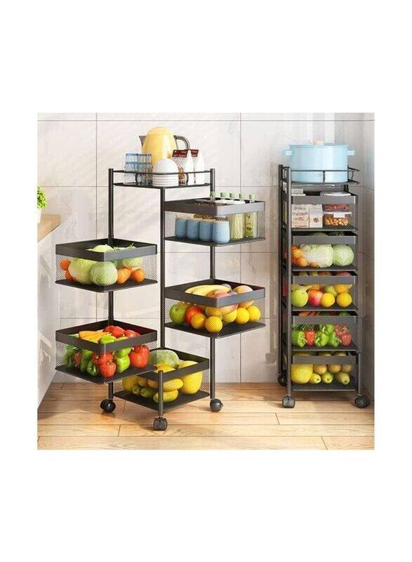 

Blooming Time 5-Tier Square Rotating Multi-Layer Kitchen Storage Shelf, Black
