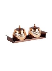 Esther Cookie Container Set with 2 Jars & Tray, 3 Pieces, Copper
