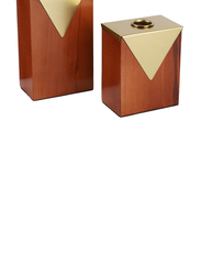 3-Piece Madis Wood Candle Holder Set, Brown