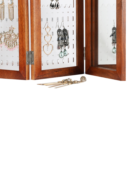Fabia Women's Jewellery Stand, Wood, 51 x 12 x 25.5cm, Brown/Clear